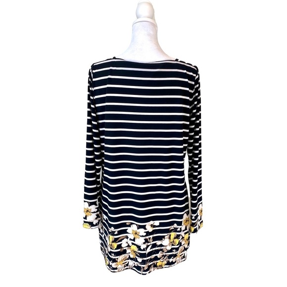 Susan Graver Floral Print Square Neck Long Sleeve Top Size XS - Picture 4 of 9